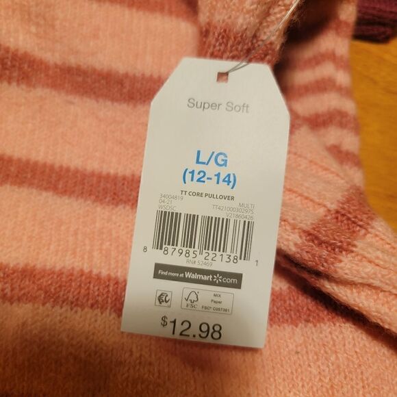 Time And Tru Women's Sweater peach Core Pullover Stripe Knit size large NWT - Picture 5 of 5